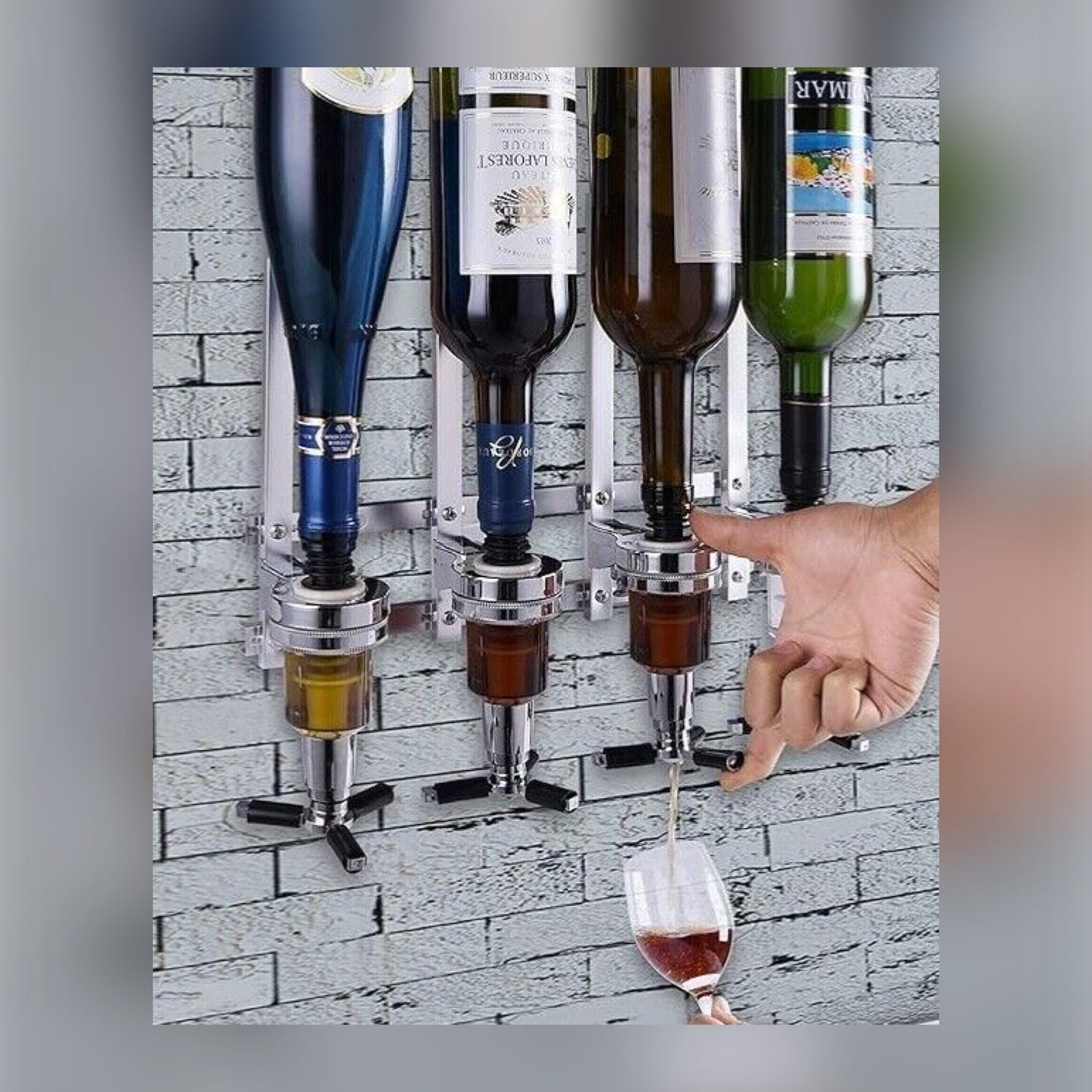 4 Bottle Wall Mounted Liquor Dispenser Bar Butler