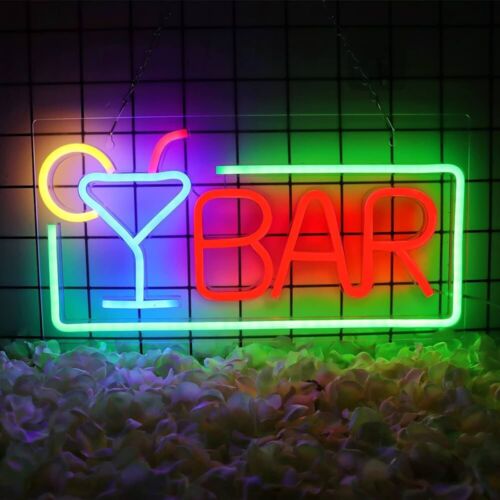 Bar Martini Glass LED Neon Sign For Bars, Pubs, Restaurants, 8.6"x 16.5" Inches