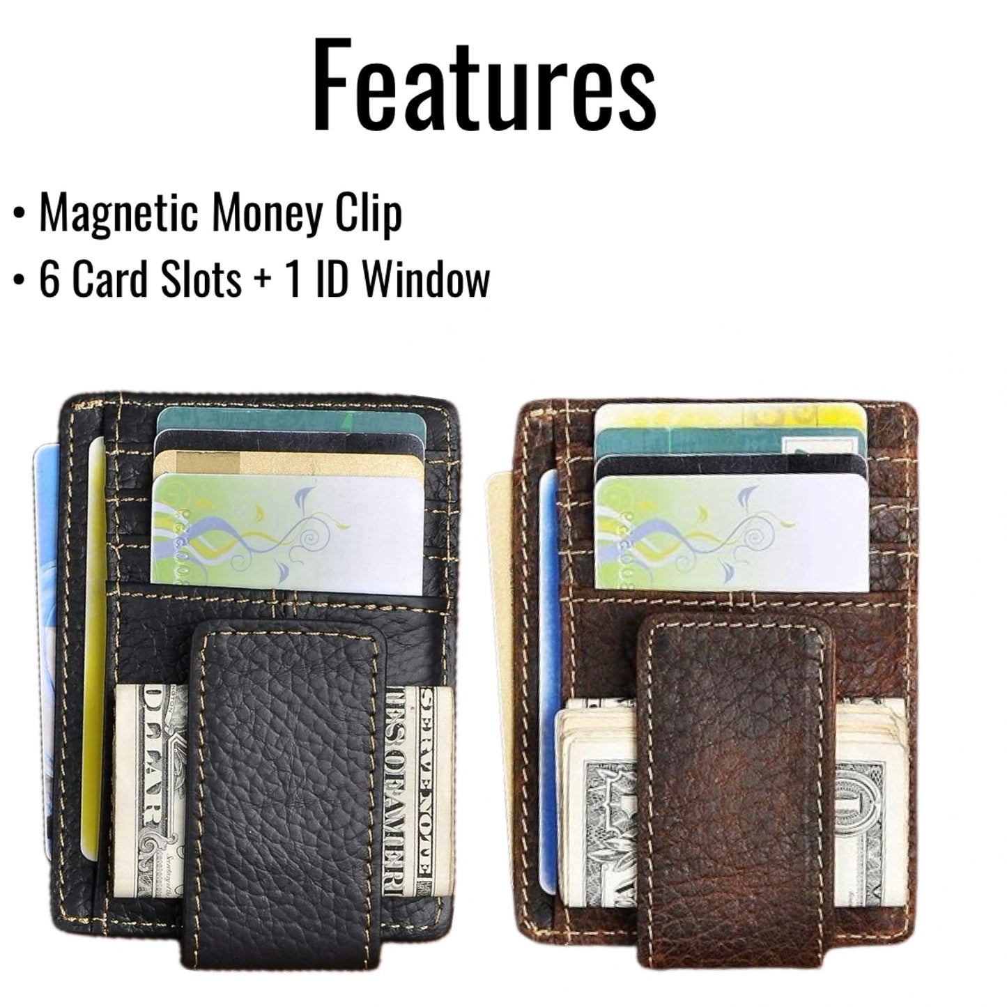 Men's RFID Blocking Money Clip Slim Wallet Genuine Leather Cowhide