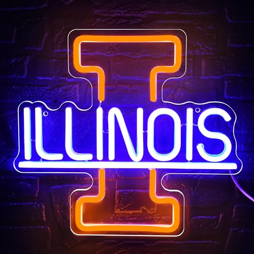 Fighting Illini Neon Sign LED For Room, Garage, Man-cave, Bar, 12.2” x 11.18” inch