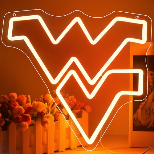 WV College Football Neon Sign LED For Room, Garage, Man-cave, Bar, 13.77” x 12.99” inch