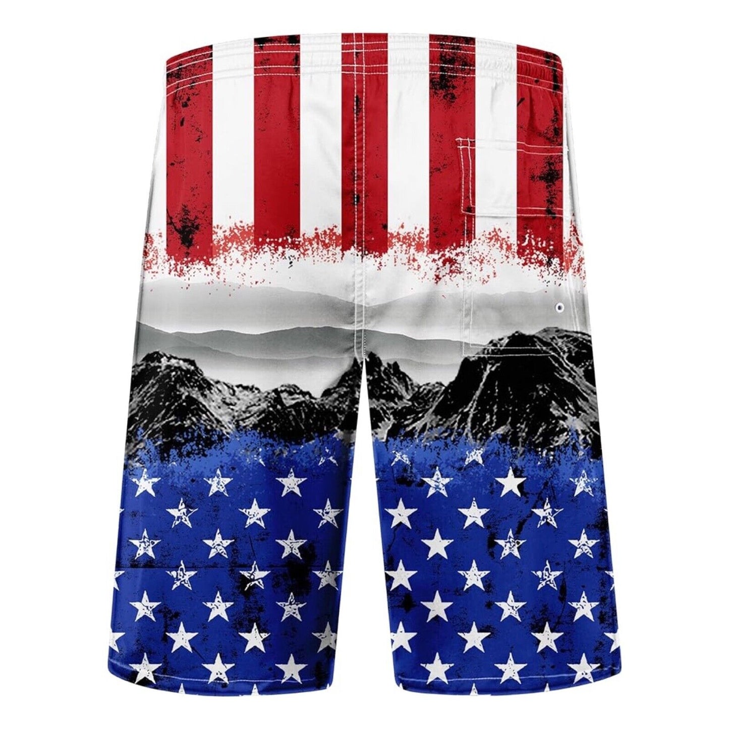 Men's US Flag, Mountains, Patriotic, Swim Trunks, Quick Dry, Board Shorts