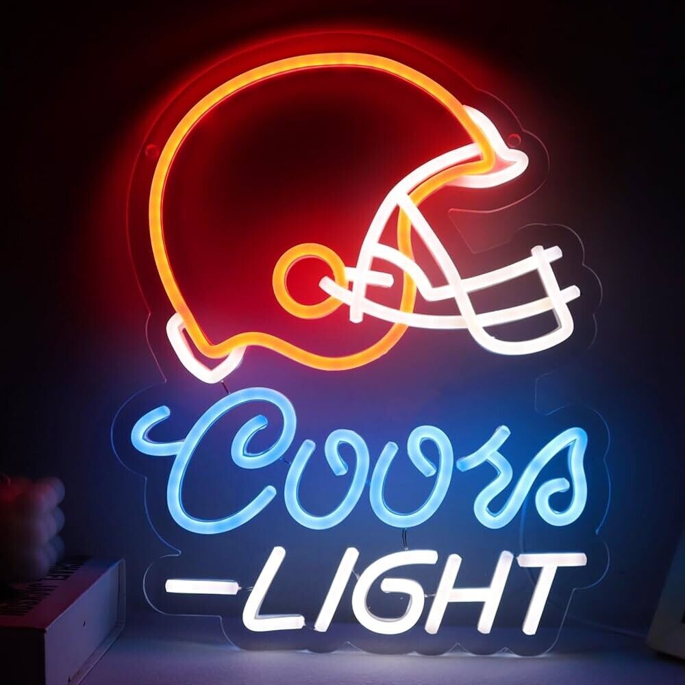 Football Coors Light LED Neon Sign for Man Cave, Bar Pub, Restaurant, Gift