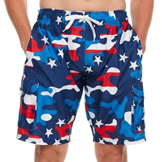 Men's Color Camo Swim Trunks, Quick Dry, Board Shorts