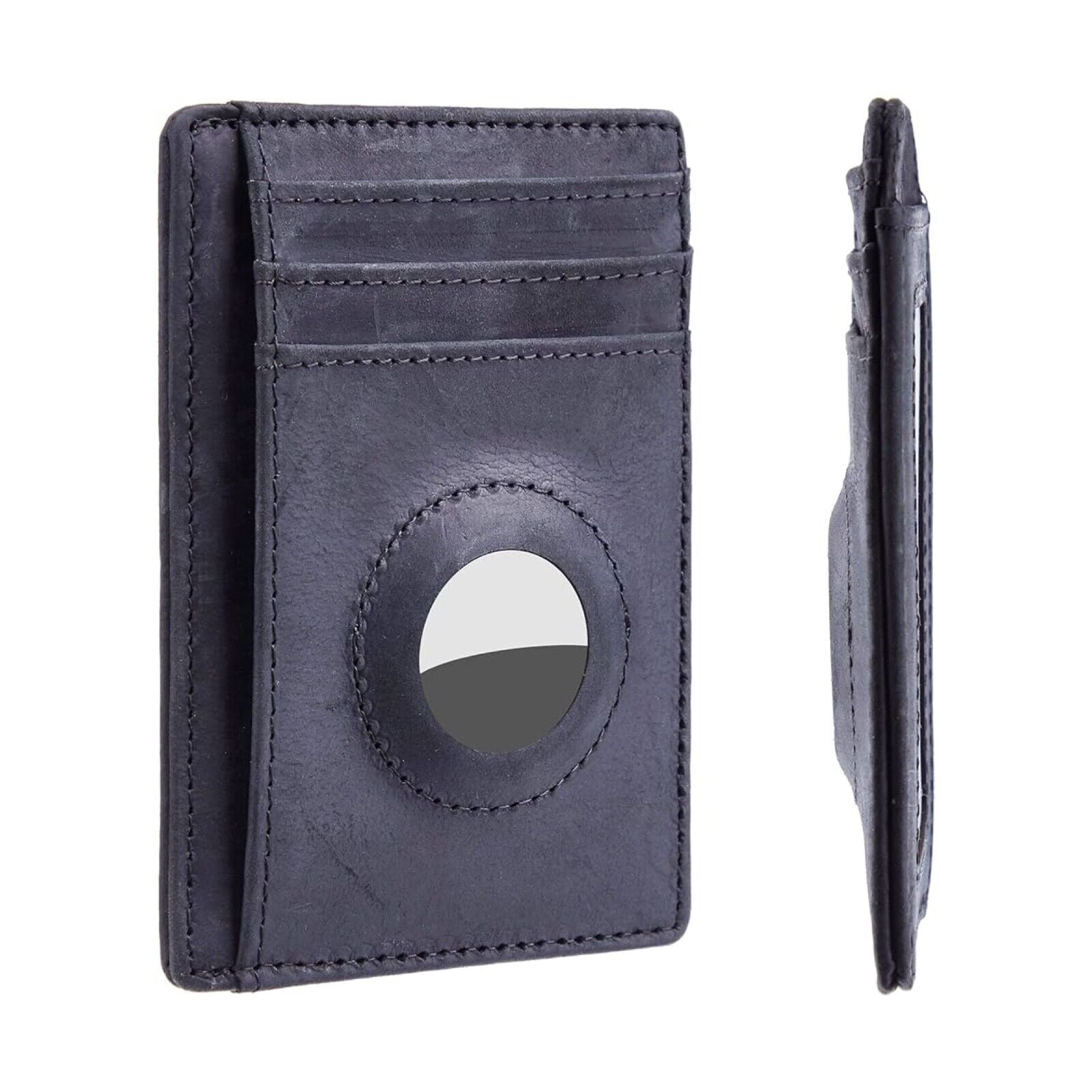 Slim Wallet for AirTag Genuine Leahter Front Pocket Minimalist Wallet