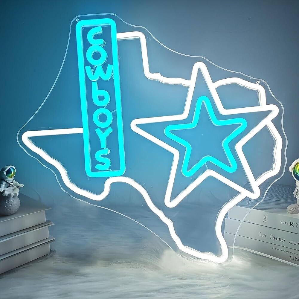 Dallas Cowboys Texas LED Neon Sign For, Mancave, Bar, Garage 12.4" x 16.3” Inch