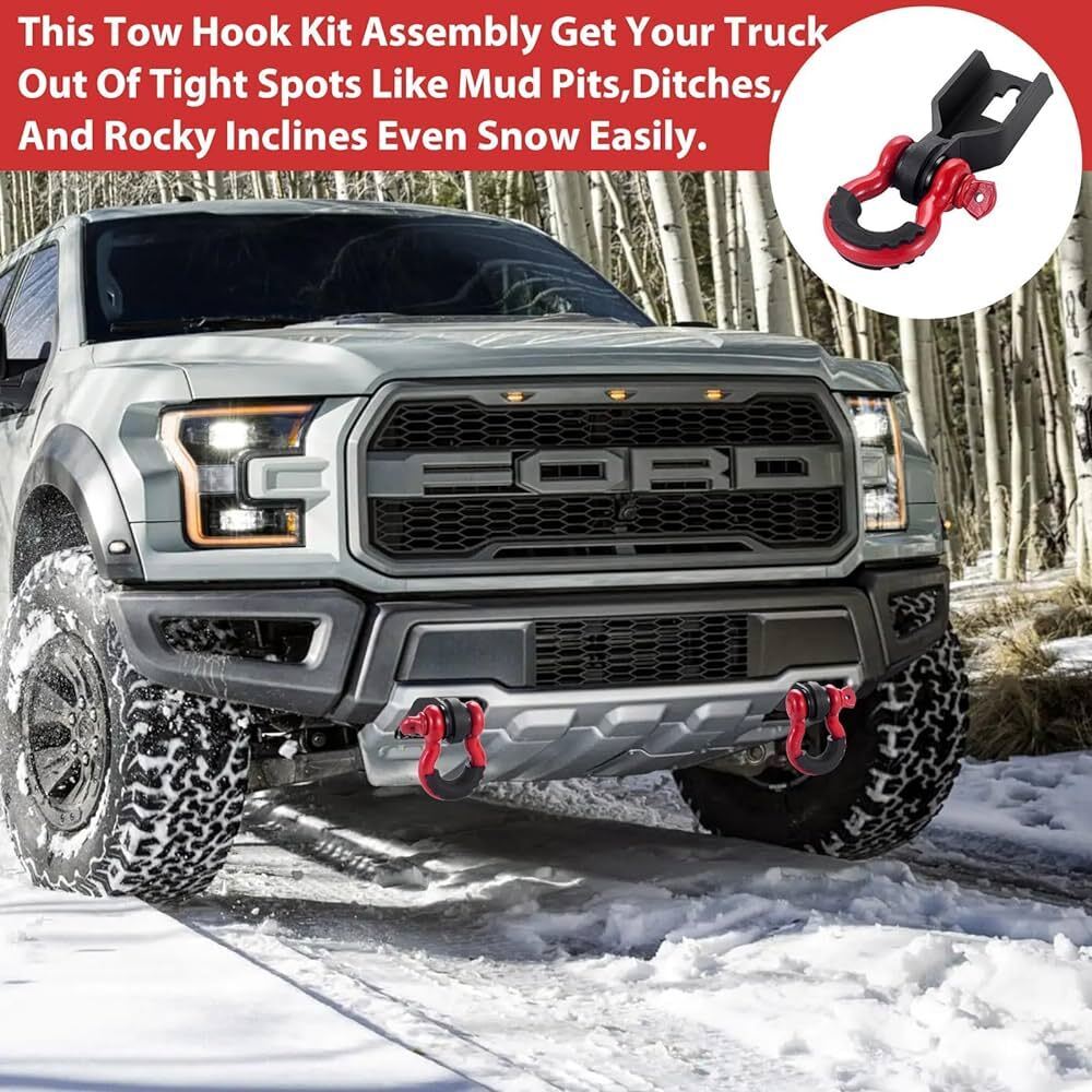 Ford F-150 Front Demon Tow Hook with 3/4" Shackle D Rings