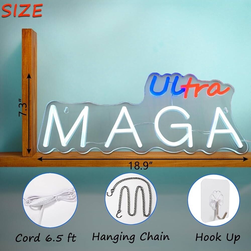 Ultra MAGA Neon Sign LED For Room, Bar, Garage , Man-cave 18.9” X 7.3” inch