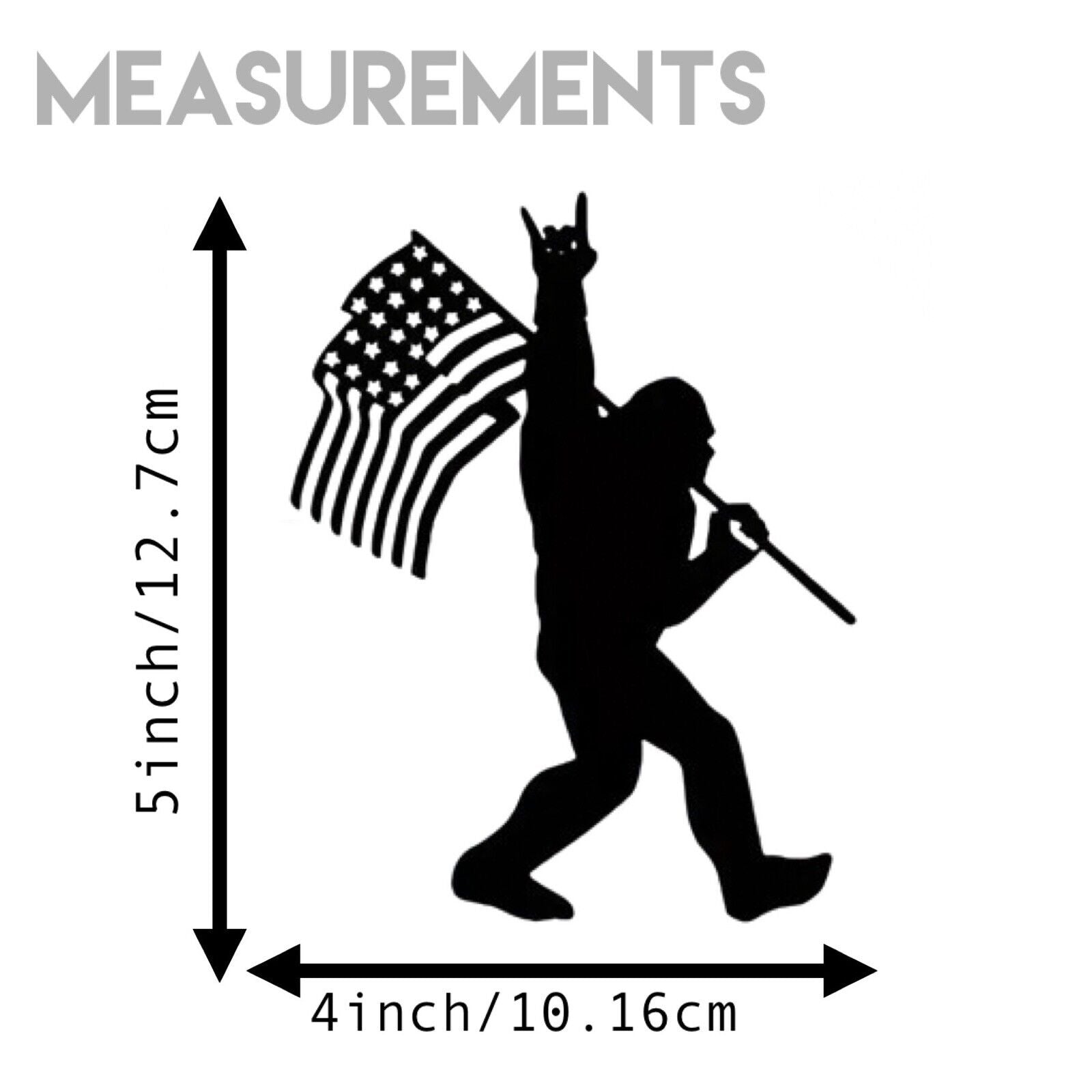 High-Quality Sasquatch Vinyl Decal Sticker, Rock On, American Flag