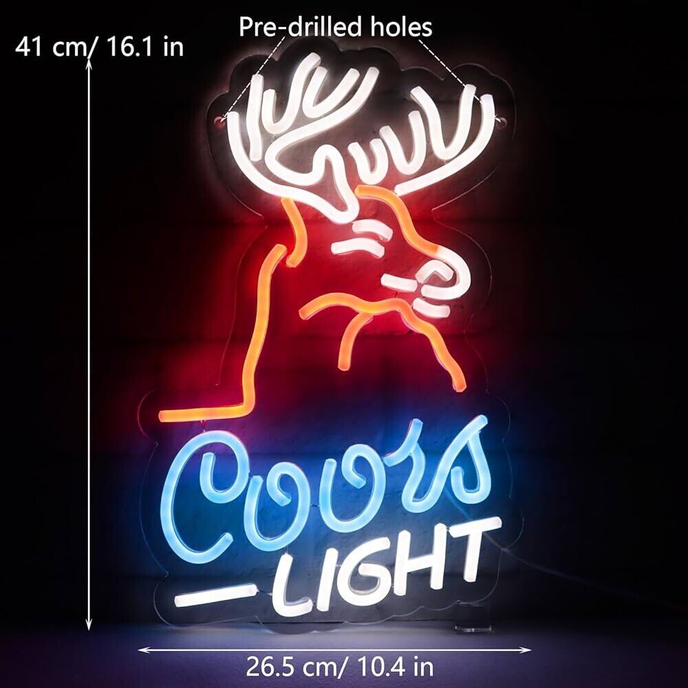 Coors Light Deer Head Neon LED Sign for Man Cave, Bar Pub, Restaurant, Gift