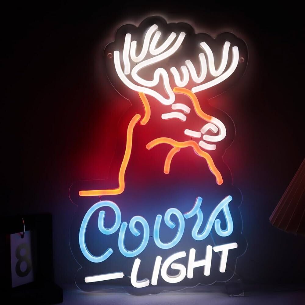 Coors Light Deer Head Neon LED Sign for Man Cave, Bar Pub, Restaurant, Gift