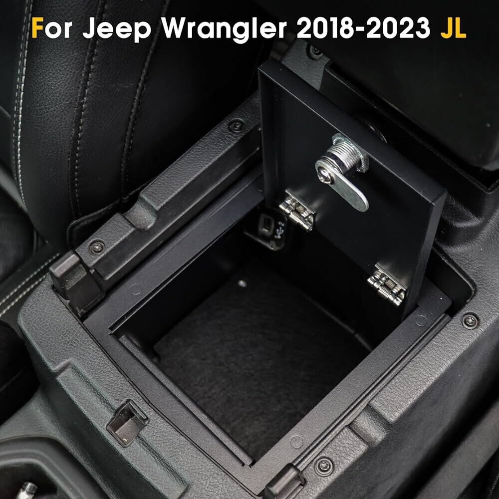 Center Console Safe Box for Jeep Wrangler JL, 2018 -2024, 2/4 Door, 3 Digit Lock