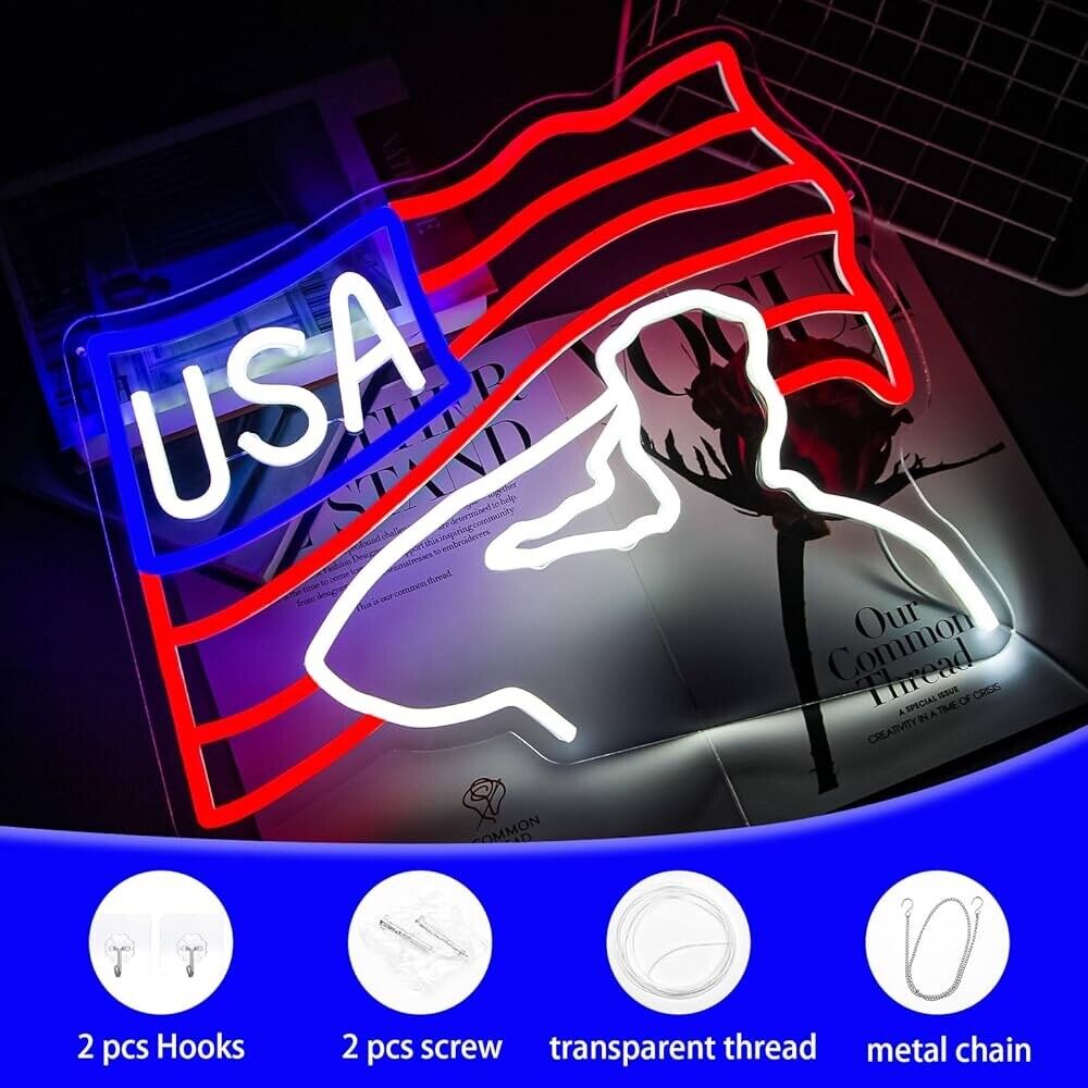 American Troop Salute Flag Neon Sign LED For Room, Garage 15.9” X 12.9” inch