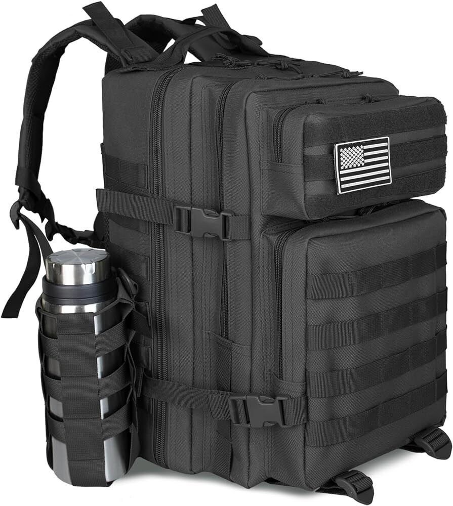 45L Tactical Molle Daypack 3 Day Bug Out Bag Hiking Rucksack With Bottle Holder