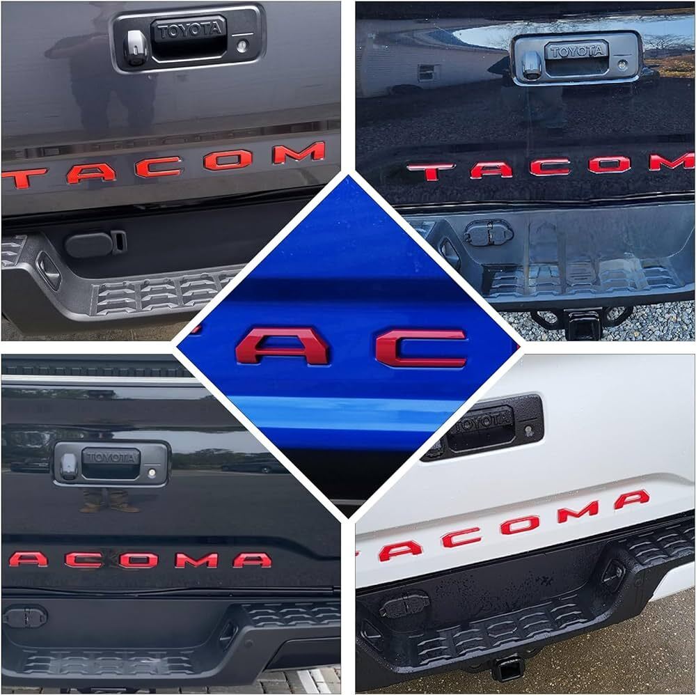 Toyota Tacoma 2016-2023 Tailgate Insert Letters, US Flag, Matte Black, Red