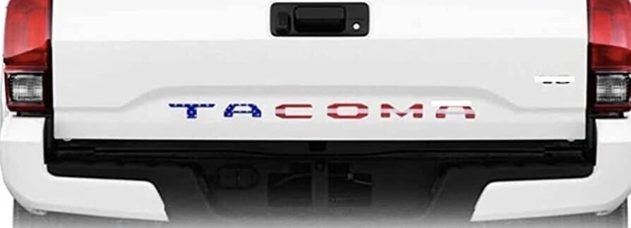 Toyota Tacoma 2016-2023 Tailgate Insert Letters, US Flag, Matte Black, Red