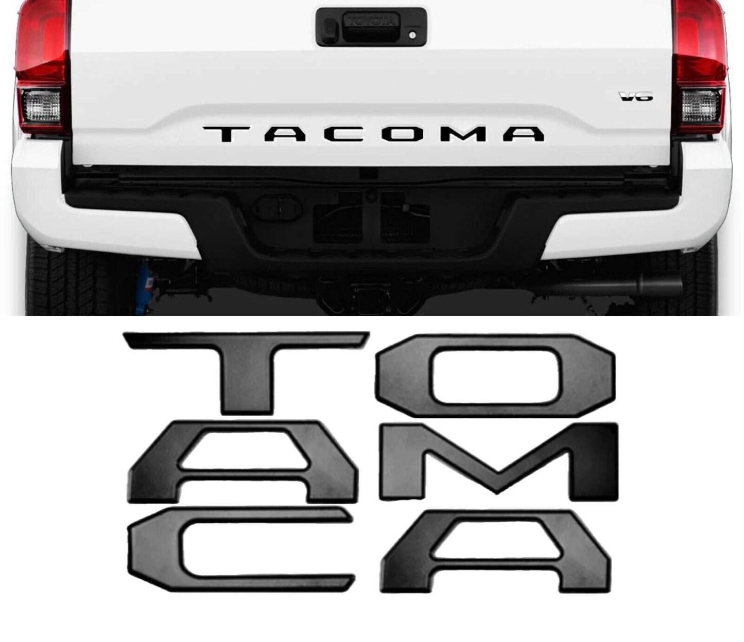 Toyota Tacoma 2016-2023 Tailgate Insert Letters, US Flag, Matte Black, Red