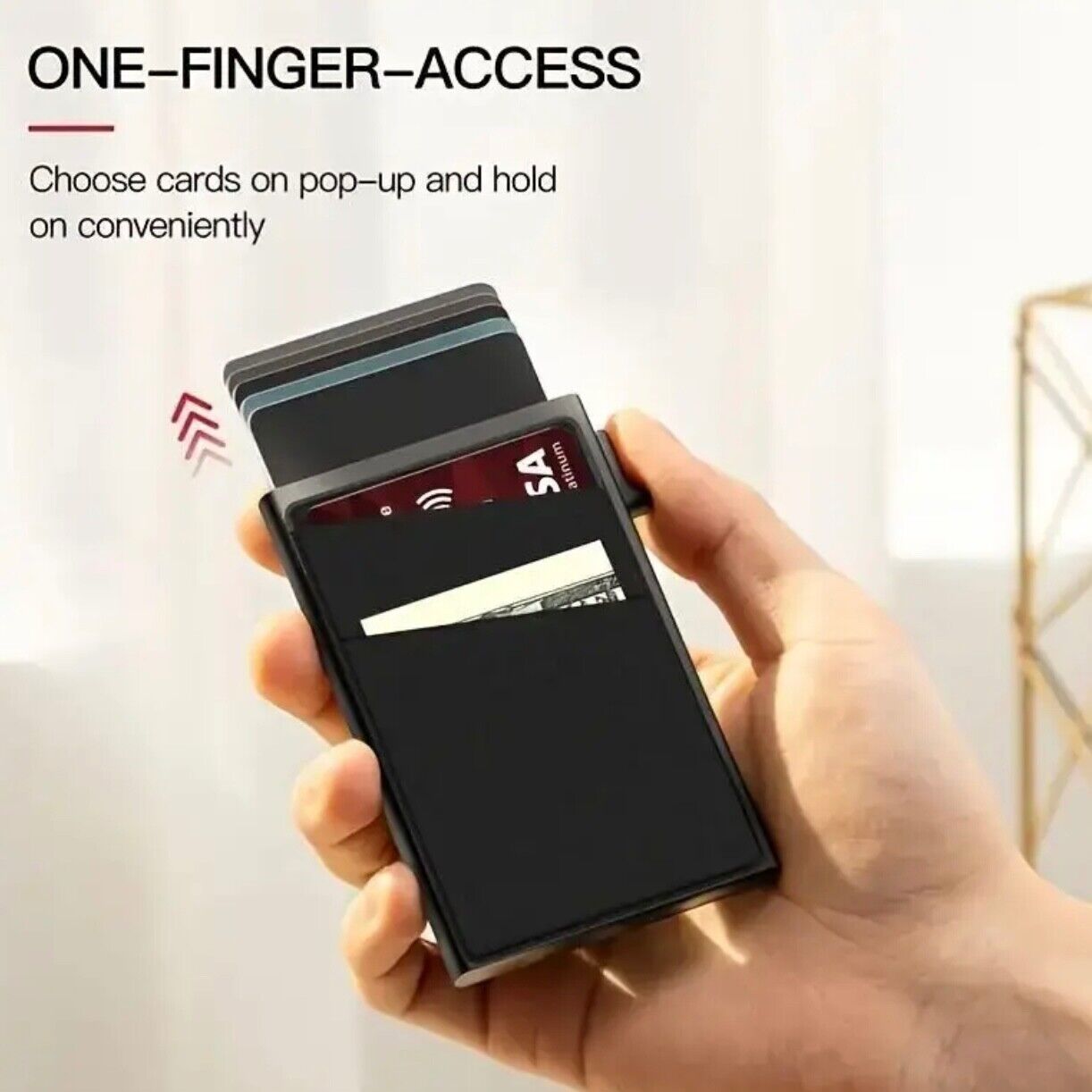 Men's Minimalist Slim RFID Blocking Wallet Pop Up Card Holder Wallet for Men