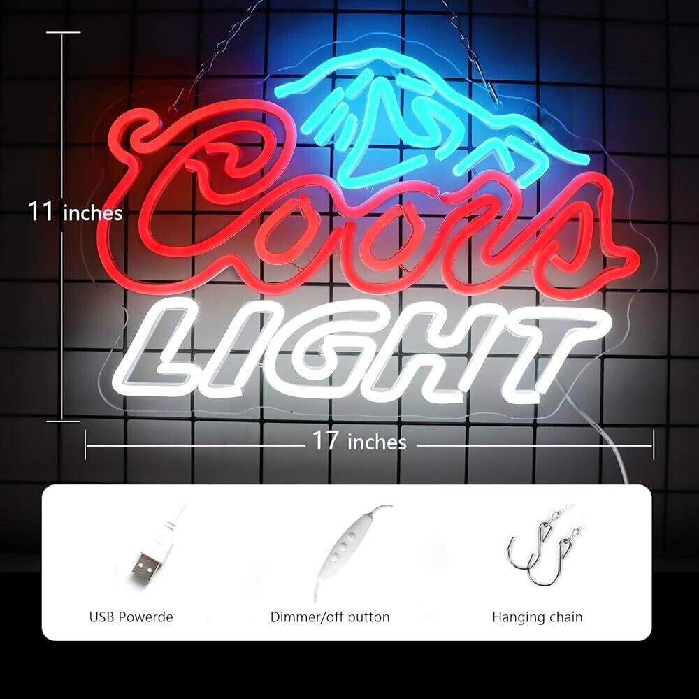 Coors Light LED Neon Sign for Man Cave, Bar Pub, Restaurant, Gift