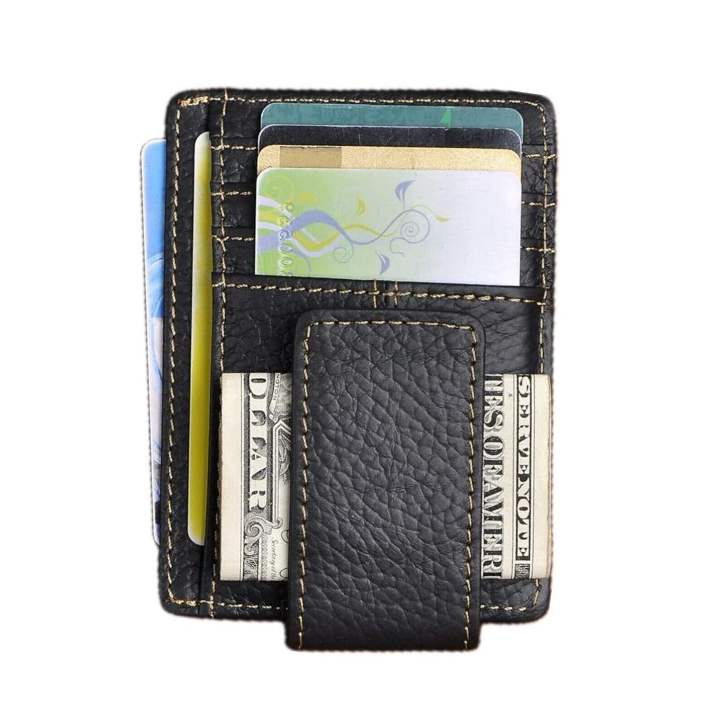 Men's RFID Blocking Money Clip Slim Wallet Genuine Leather Cowhide