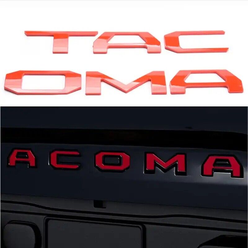 Toyota Tacoma 2016-2023 Tailgate Insert Letters, US Flag, Matte Black, Red