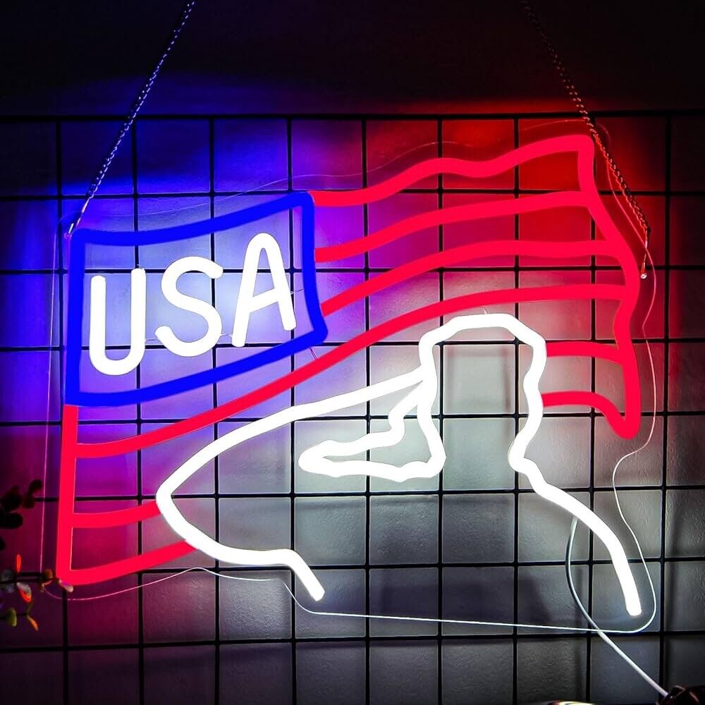 American Troop Salute Flag Neon Sign LED For Room, Garage 15.9” X 12.9” inch