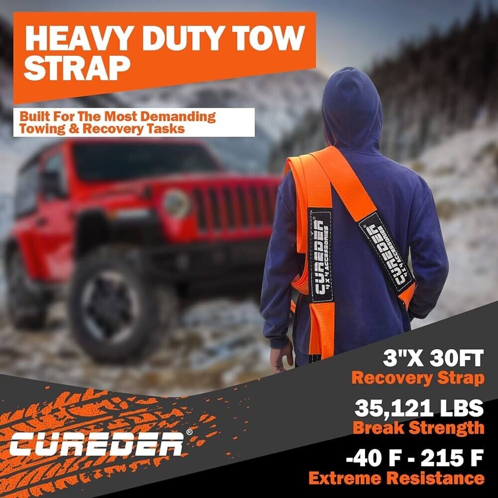 3" x 20' 35,212 lb,Heavy Duty Offroad Strap for Off Road Recovery, Towing