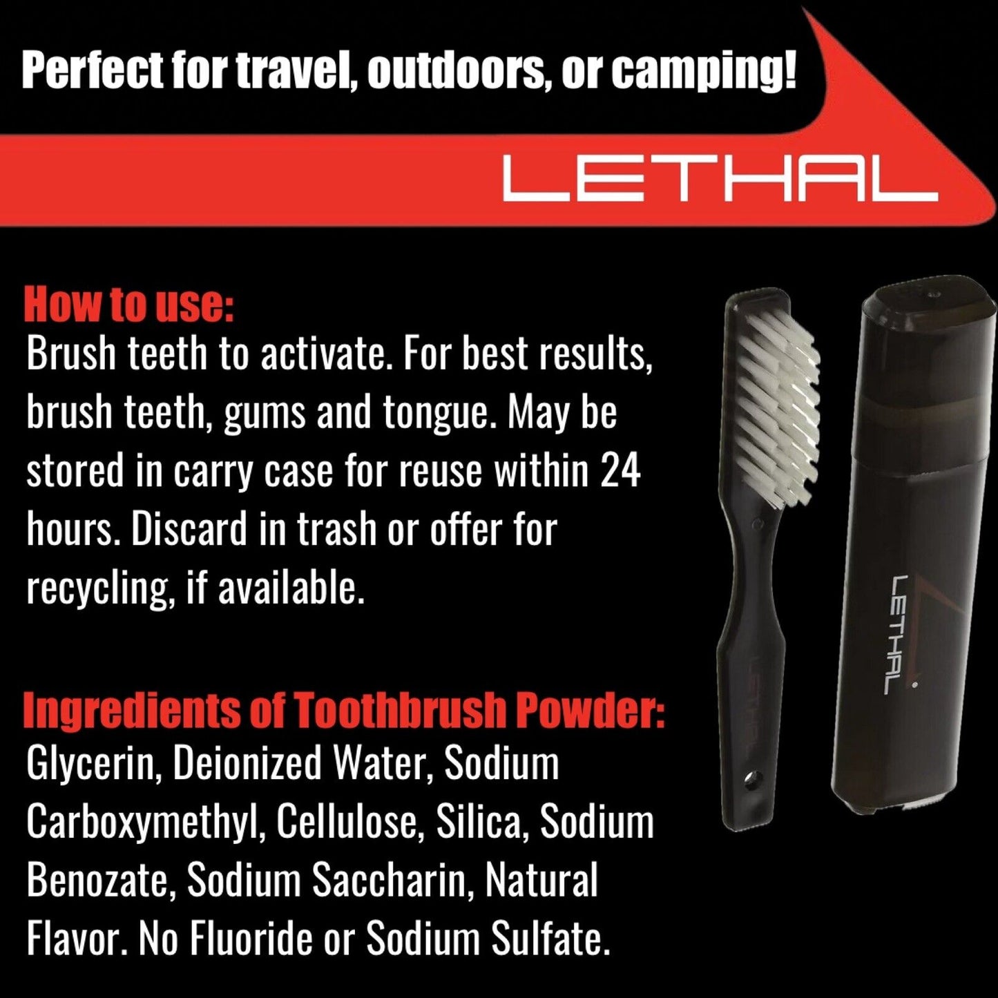 Lethal Hunting Prepasted Field Toothbrush and Carry Case 4-Pack