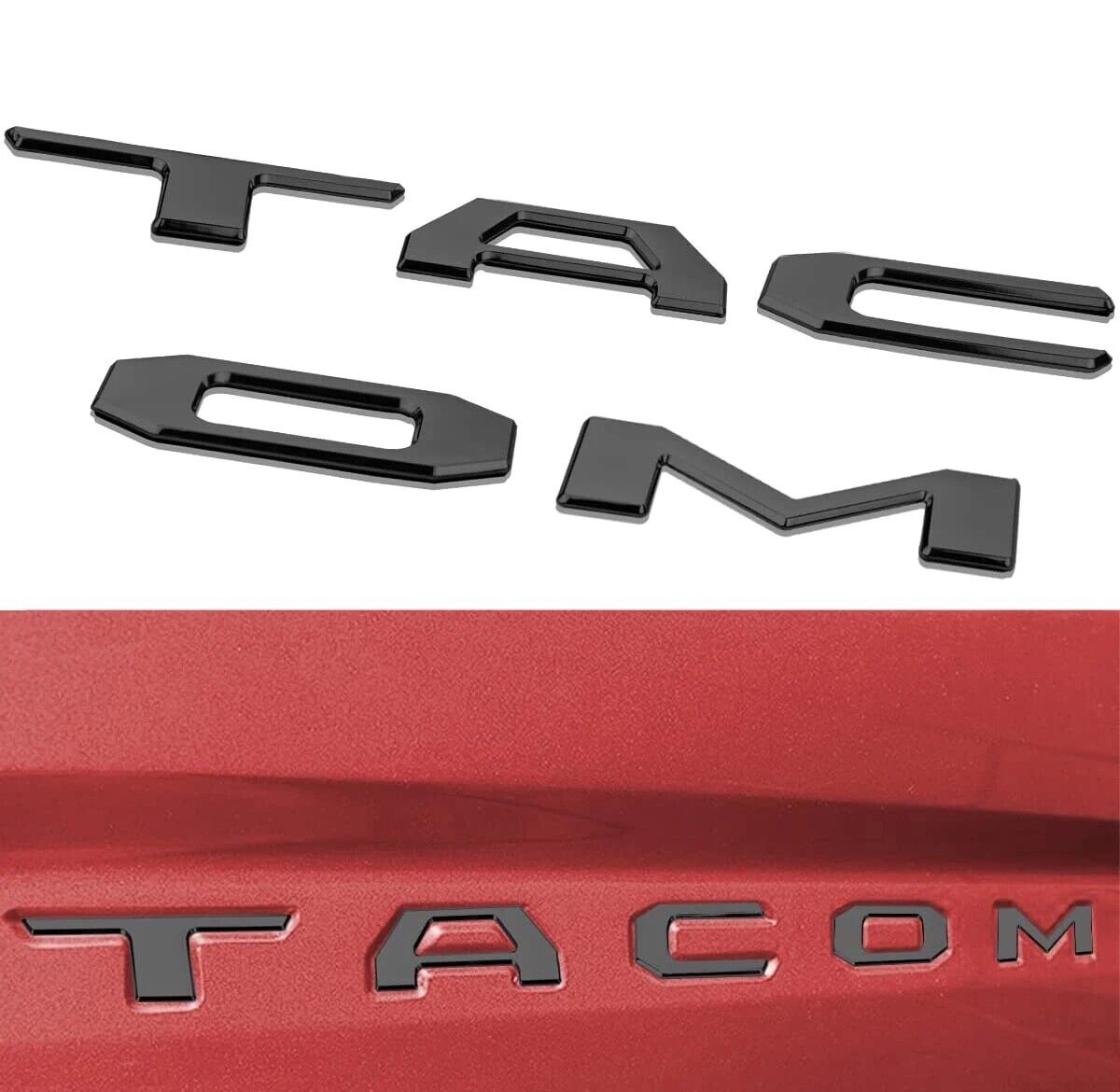 Toyota Tacoma 2016-2023 Tailgate Insert Letters, US Flag, Matte Black, Red