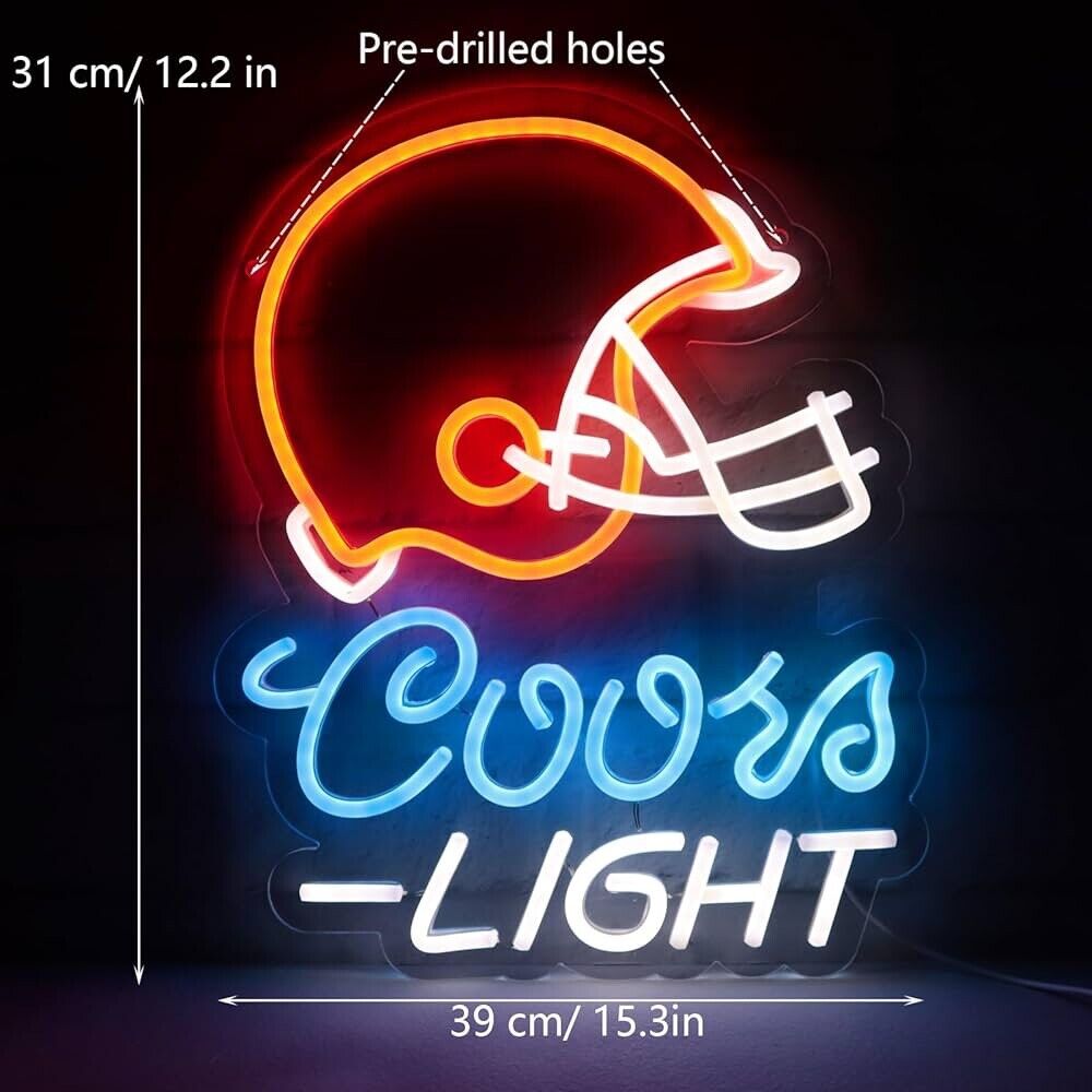 Football Coors Light LED Neon Sign for Man Cave, Bar Pub, Restaurant, Gift