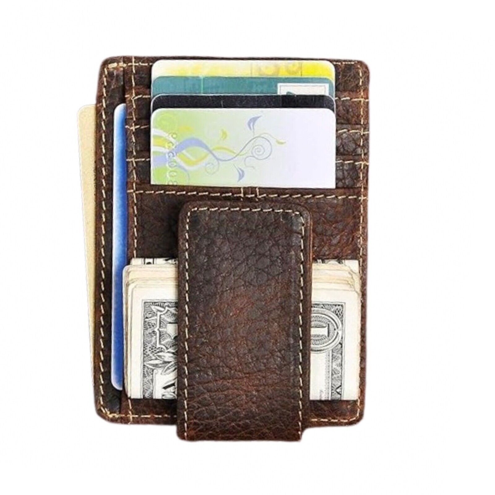 Men's RFID Blocking Money Clip Slim Wallet Genuine Leather Cowhide