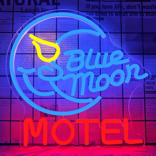 Blue Moon Hotel LED Neon Sign For Bar, Man cave, And More 12"x 12.4" Inches