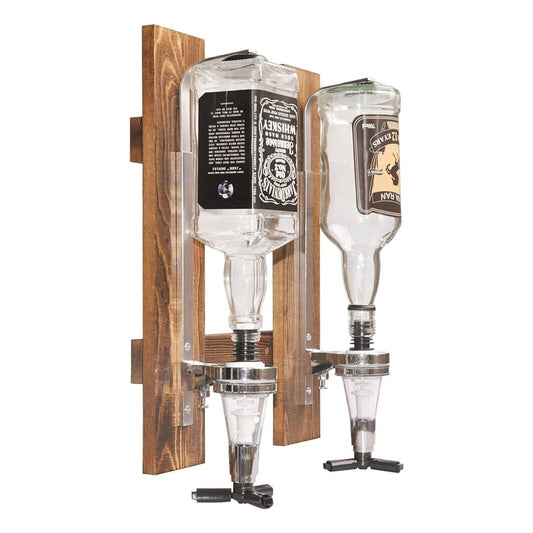 2 Bottles Wood Wall Mounted Liquor Dispenser