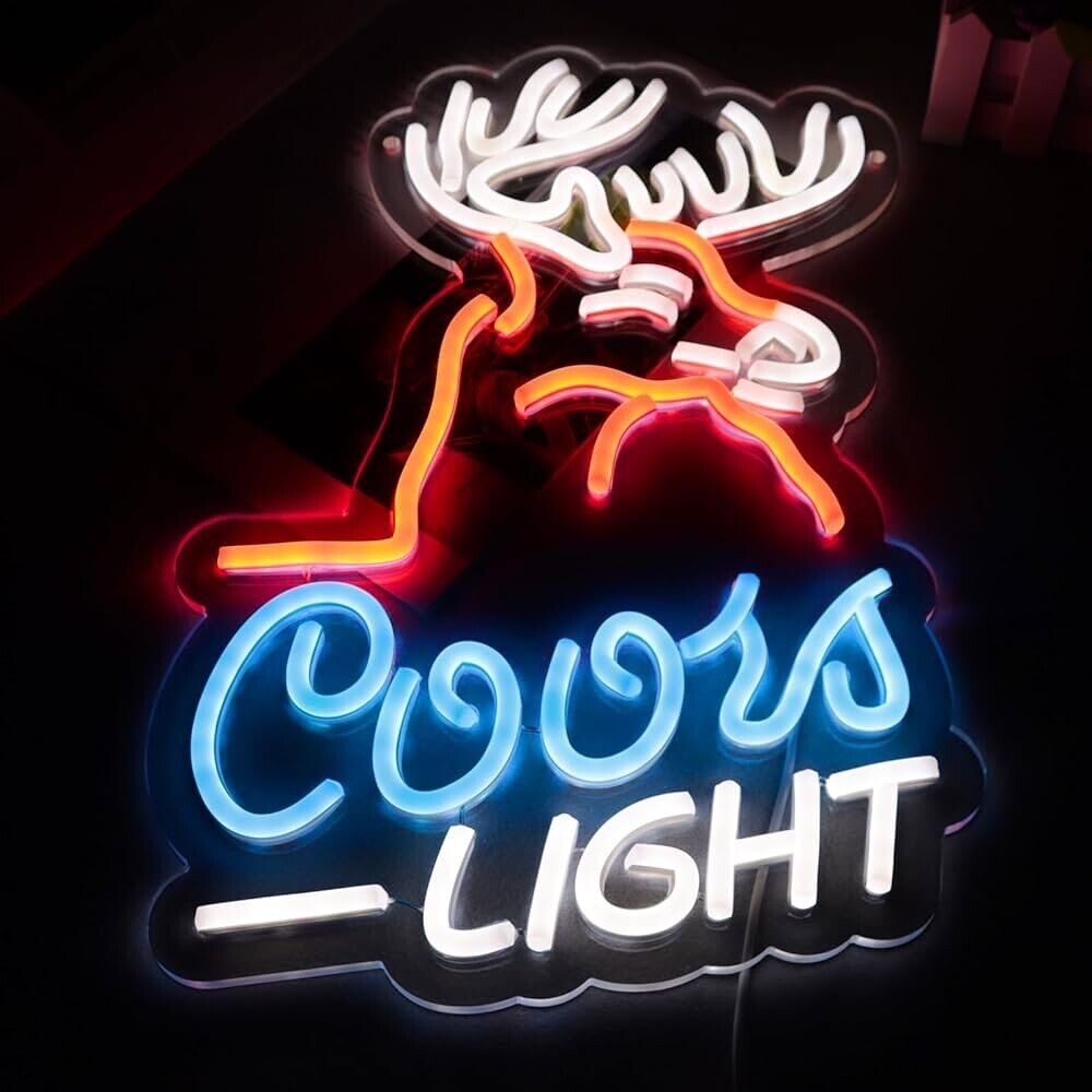 Coors Light Deer Head Neon LED Sign for Man Cave, Bar Pub, Restaurant, Gift