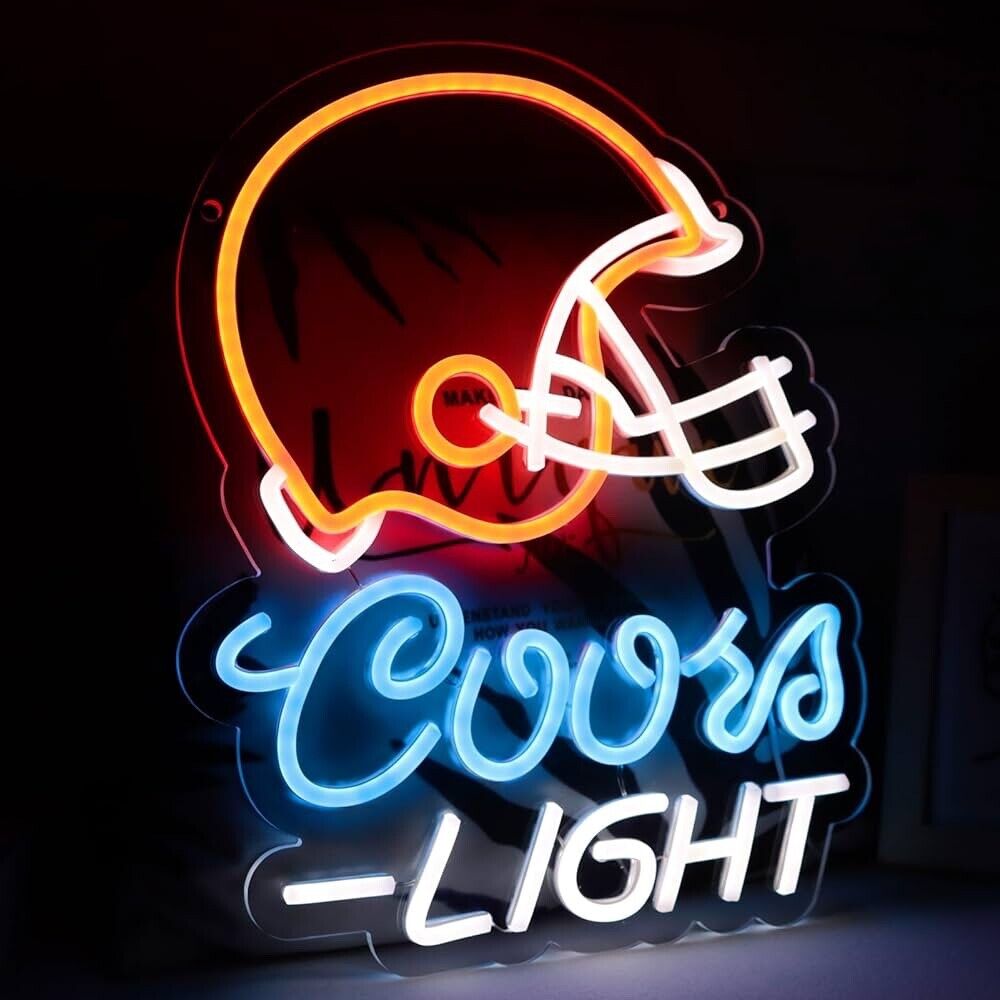 Football Coors Light LED Neon Sign for Man Cave, Bar Pub, Restaurant, Gift