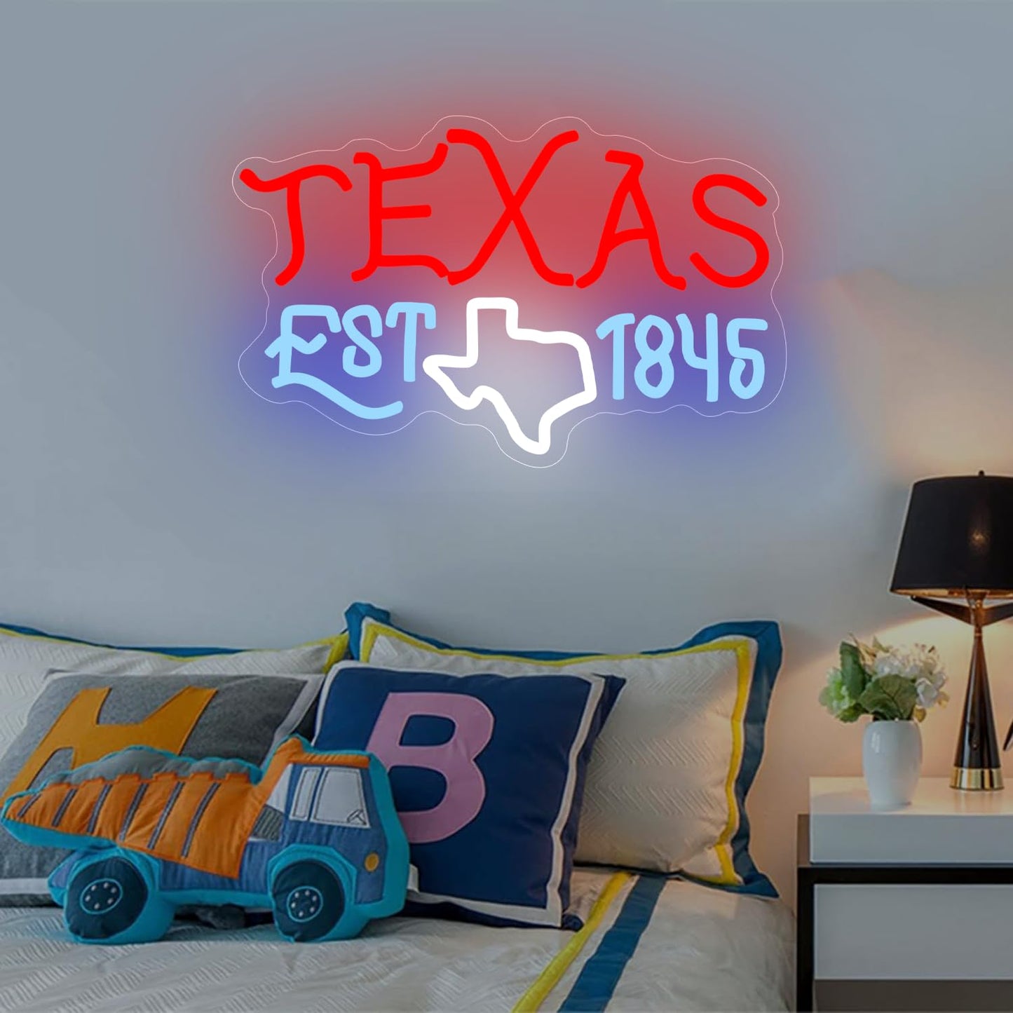 Texas Neon LED Sign Dimmable for Room, Man-Cave, Bar, Dorm, 14.9” x 9.4” inches