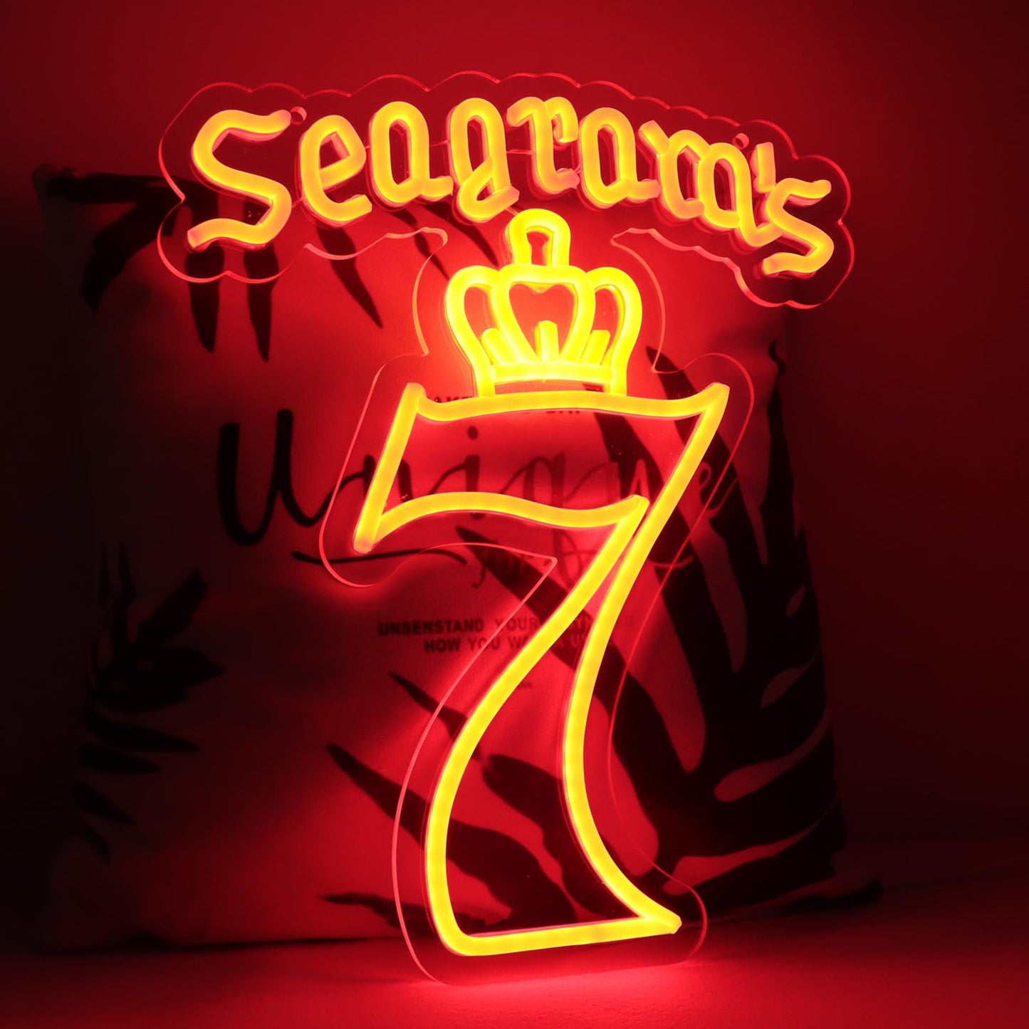 Seagram 7 Neon LED Bar, Man-cave Sign LED Sign, USB, Wall Hanging