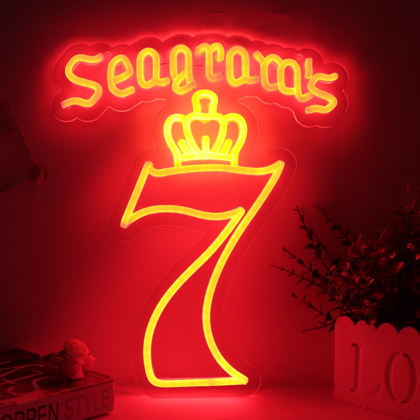 Seagram 7 Neon LED Bar, Man-cave Sign LED Sign, USB, Wall Hanging