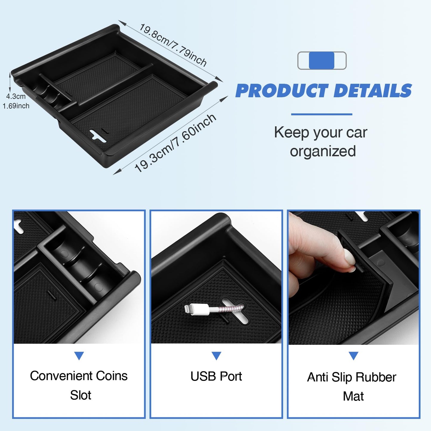 Toyota Tacoma 2023 2016-2022 Center Console Organizer Storage Box