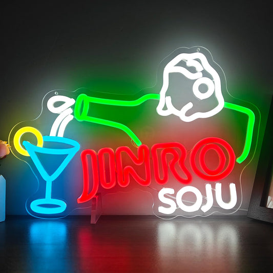 Jinro Soju Neon LED Sign, Dimming, USB, Wall or Hang Mount (14.9'' X 10'' inch)