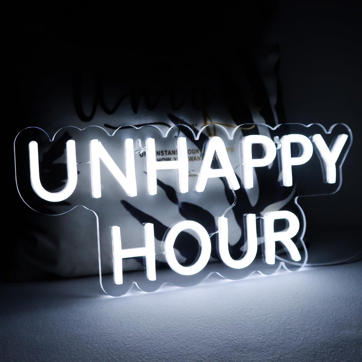 Unhappy Hour Neon LED Sign Light, USB, Easy Hanging.