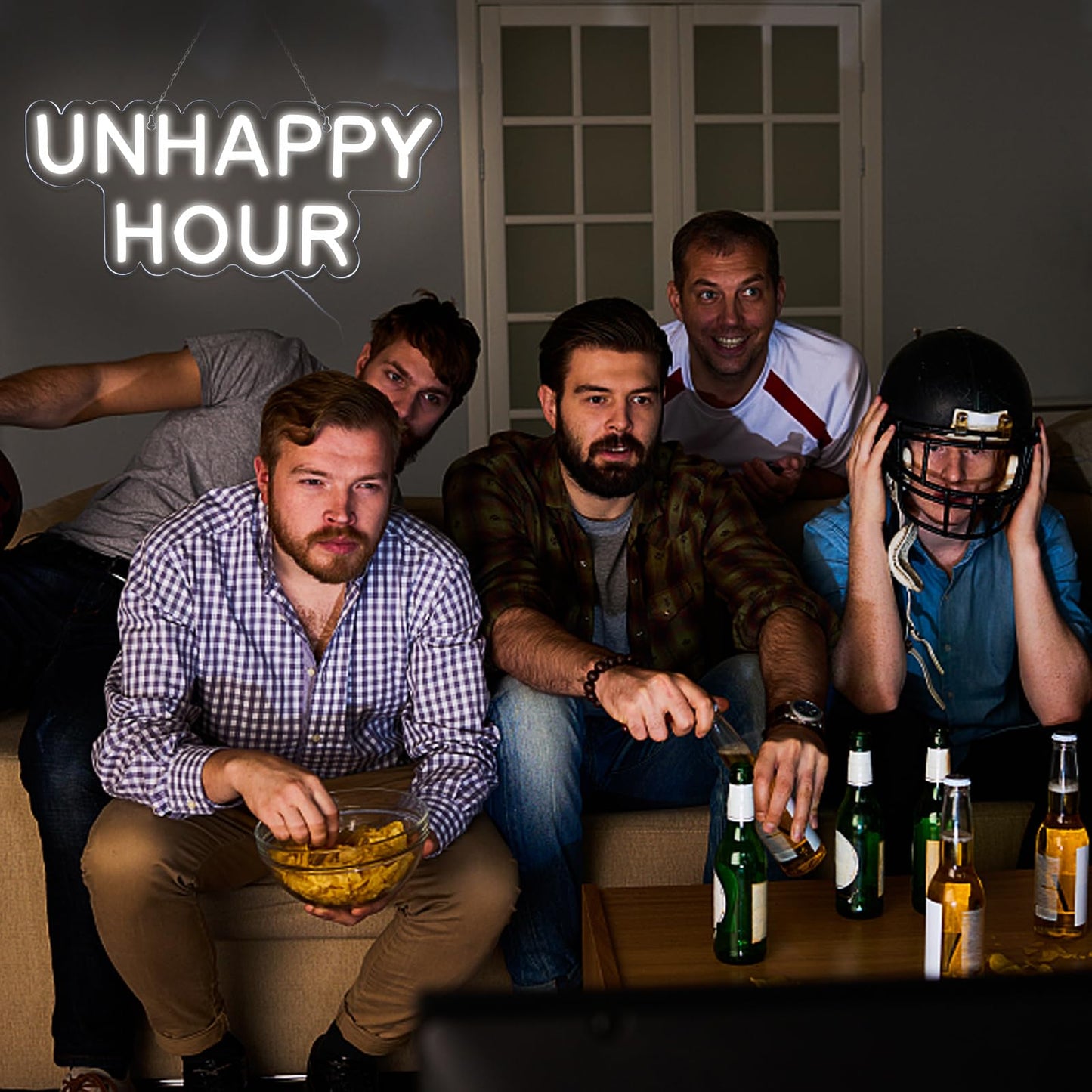 Unhappy Hour Neon LED Sign Light, USB, Easy Hanging.