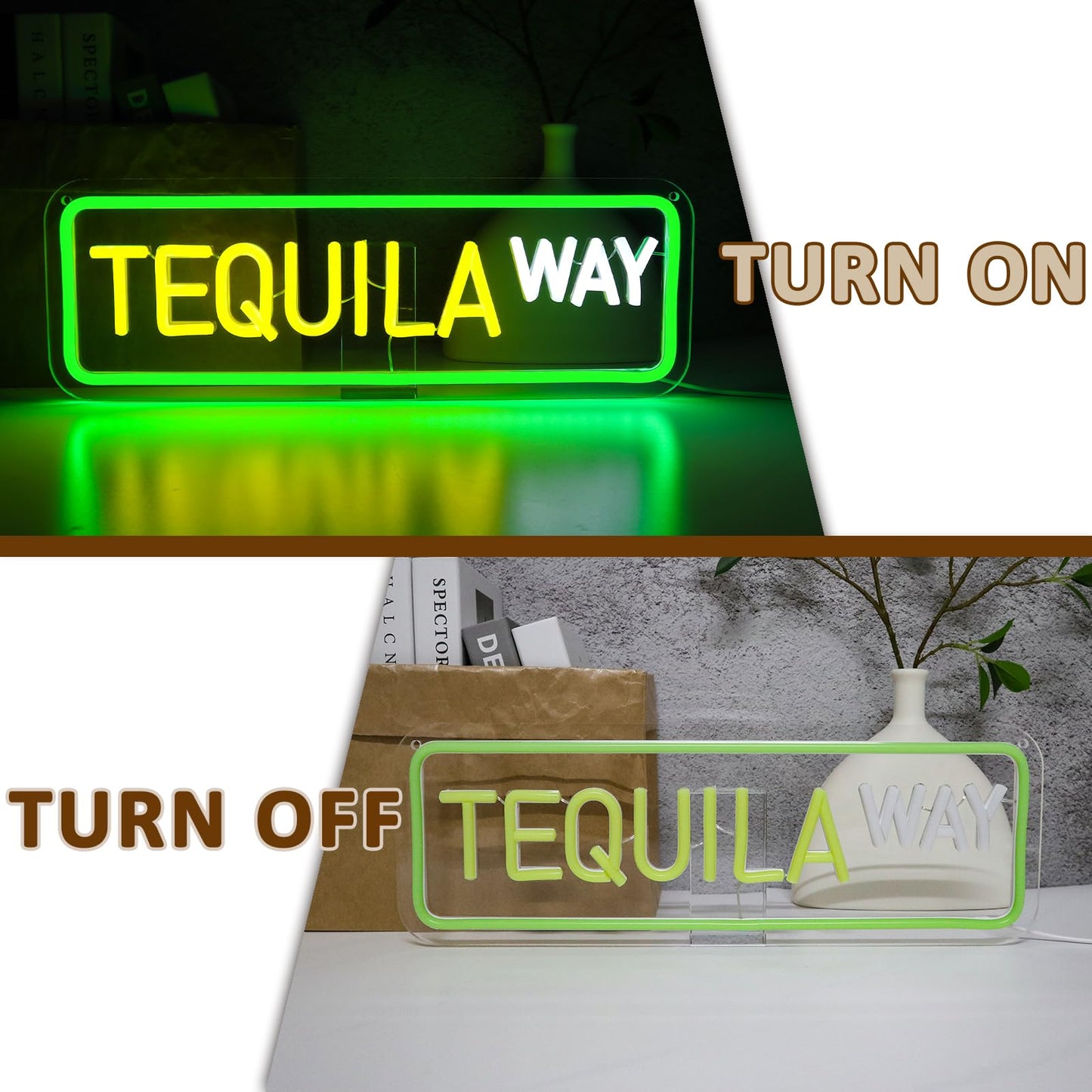 Tequila Way Neon Sign for Wall, USB, Dimmable, 17x6 inches