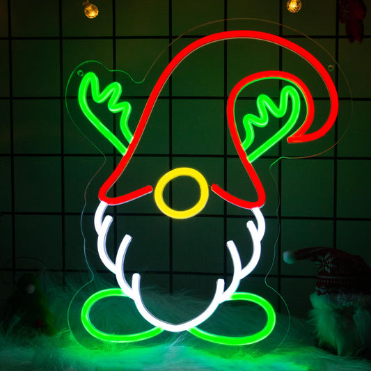 Gnome Neon Sign LED, Dimming, Wall Hanging (15” x 12.3” inch)