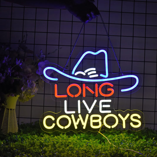 Long Live Cowboy Neon Sign for Wall Décor Dimmable LED Neon Light USB Powered Neon Art signs for Pub Store Man Cave Party