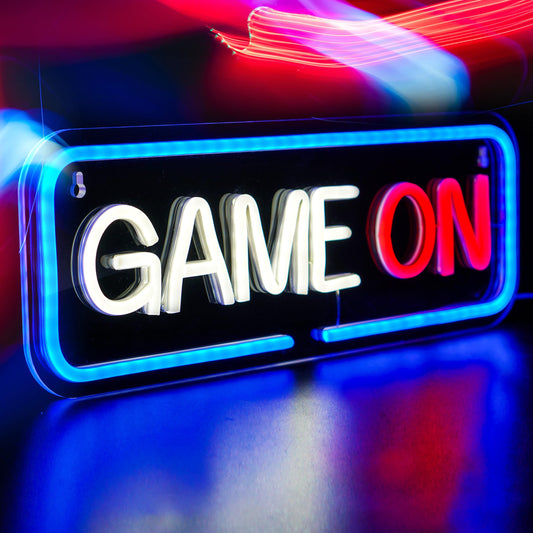 Game On Neon Sign LED For Wall, Game room (16”x 6” inch)