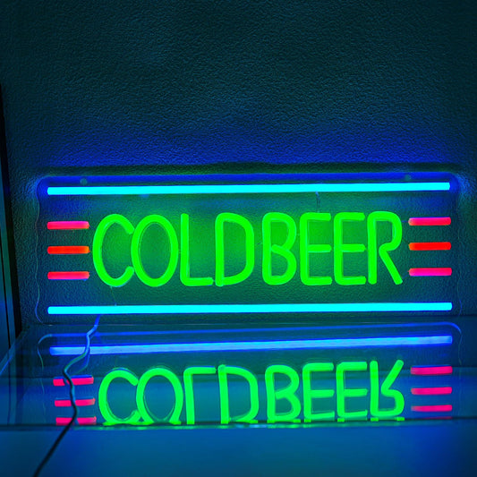 Cold Beer Neon LED Sign,  Dimmable, 16.5” x 5.8” inch