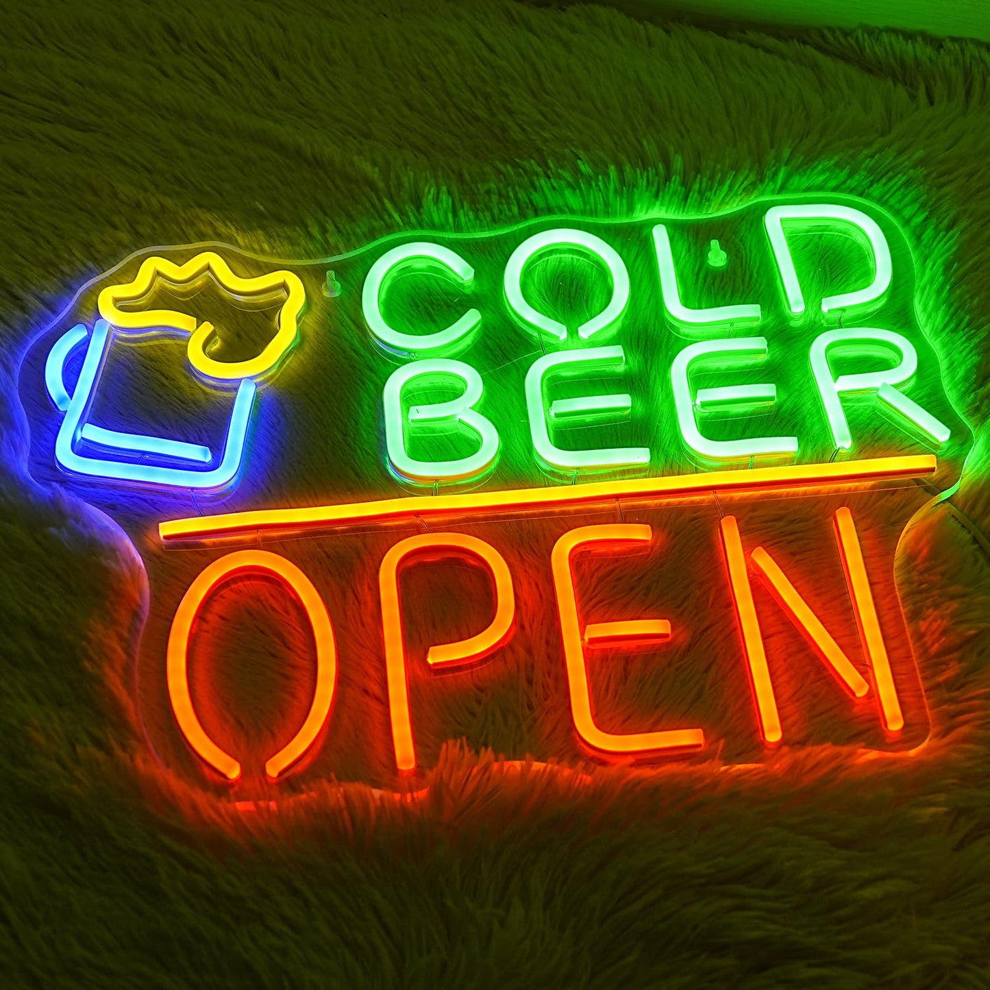 Cold Beer Open, Neon Sign LED, Dimmable, USB, 17x13 inches