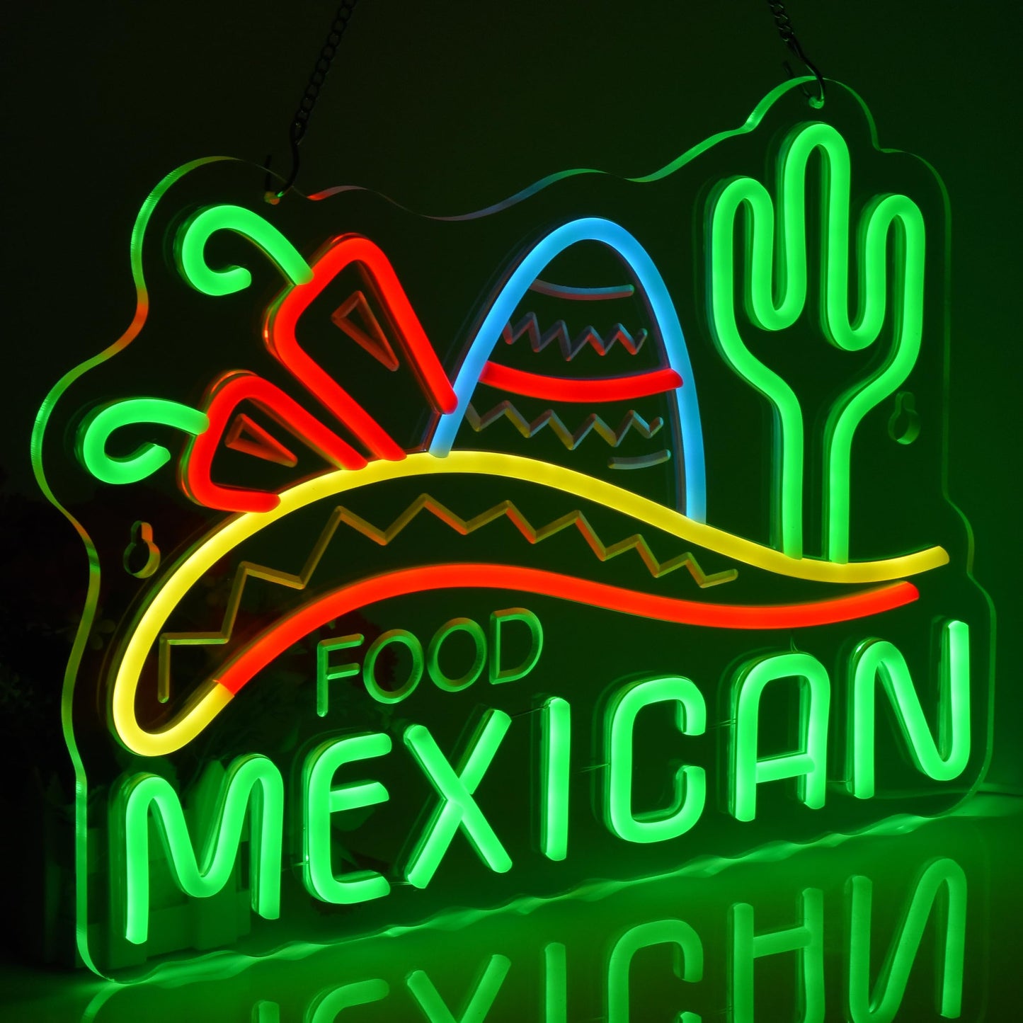 Mexican Food Neon LED Sign, for Restaurant, USB, Dimming, 15.75×11 inches