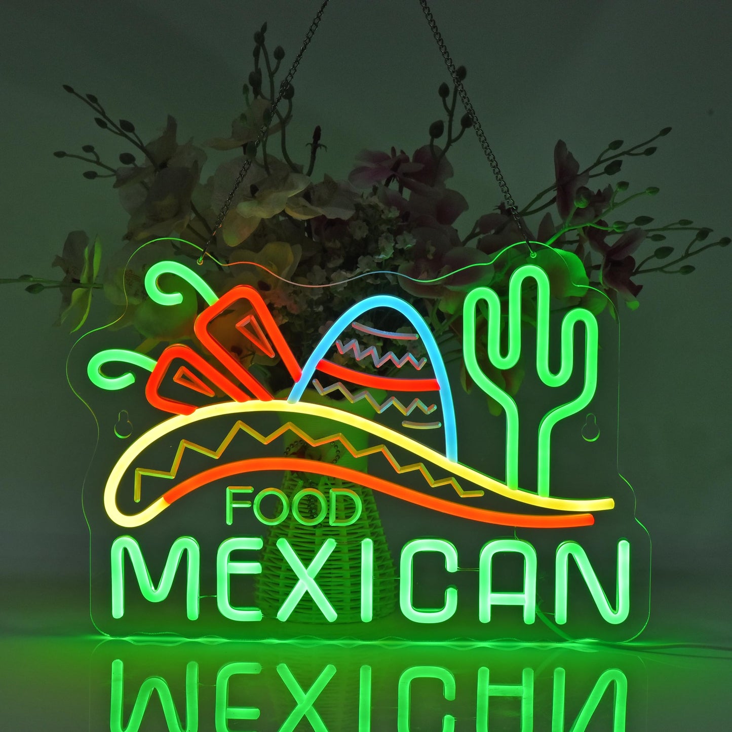 Mexican Food Neon LED Sign, for Restaurant, USB, Dimming, 15.75×11 inches